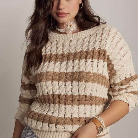 NWT Anthropologie Pilcro Longline Stitch Cable-Knit Sweater XS - Picture 3 of 5